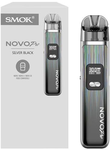 SMOK Novo Pro Kit Pod Cigarrillo Electrónico 30W 1300mAh 3 ml Plata negro | Llenado lateral, USB-C, Pantalla OLED, Compatible con Novo 2X, Novo 2, Tecnología Mesh, Sin nicotina