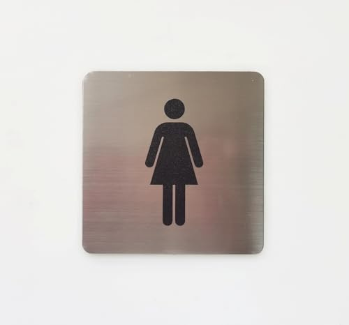 Pandiui23 Aufkleber aus Aluminium - Dicke 0,6 mm - Durchmesser 100 mm - Aluminium, Selbstklebendes WC Damen Schild, Selbstklebendes Badezimmer Damen Schild (Badschild Frauen)