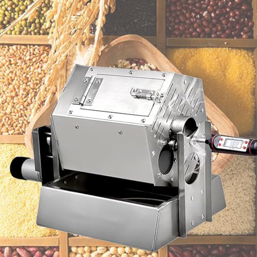 DPLWJPP Tostatrice per caffè,Tostatrice per Chicchi caffè A Tamburo 3,4 Litri con Termometro,Macchina per Torrefazione Commerciale,per Cottura caffè,Castagna,Arachidi,Cereali