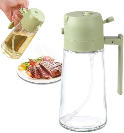Dispenser di olio d'oliva in flacone spray, distributore di olio spray per cucina, spruzzatore di olio da cucina 2 in 1 | Dispenser di olio spray e versatore, bottiglia