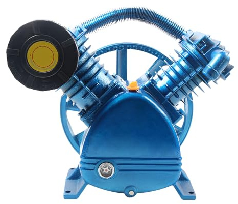 CCAUUB Cabezal de bomba de compresor de aire de 5.5 hp 21 cfm 175 psi, 800 rpm, dos cilindros, azul, inflado rápido, funcionamiento silencioso, incluye 1 cabezal de bomba de compresor de aire