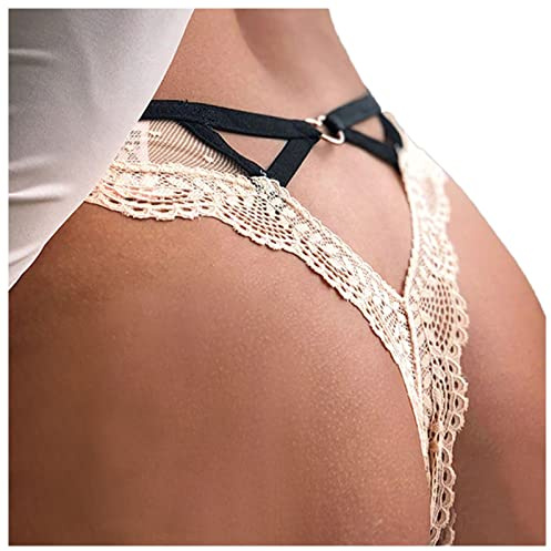 Culotte Ouverte Sexy À L'entre Jambe Femmes Dentelle Culotte Coeur Taille Basse sous-Vêtements String G String sous-Vêtements Lingerie Short Sexy pour Femme Culotte en Coton Femme Sexy (Beige, M)