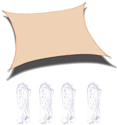 Sonnensegel, 4 x 4 m, Beige, wasserdicht, UV-Schutz, Schutz für Garten, Terrasse, Hinterhof, Markise, Baldachin, Pavillon, Pergola, Outdoor-Schattenlösung