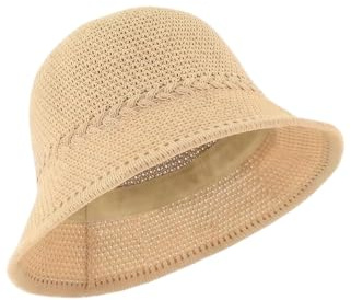 MUNSKT Strohhut, Damen-Sommerhut, faltbarer Sonnenhut aus Netzstoff, weich und leicht, Strandhut für Frühling, Khaki, One size