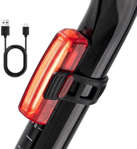 Fanale posteriore per bicicletta ricaricabile USB – Super luminoso 100 Lumen Lampada posteriore bici a LED si aggancia facilmente per servire come illuminazione posteriore rossa per una sicurezza