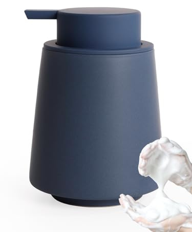 Autumnlife Dispenser di sapone blu, 400 ml, dispenser per sapone da cucina con testa grande, in ceramica, ricaricabile, per cucina, bagno