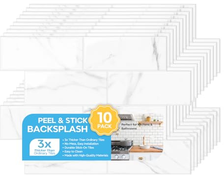 STICKGOO 10 Sheets Subway Tile Peel and Stick Backsplash, Extra Thick 3D Wall Tiles with Commercial-Grade Adhesive for Kitchen, Bathroom, Laundry Room,11.56x8.38(Carrera White)