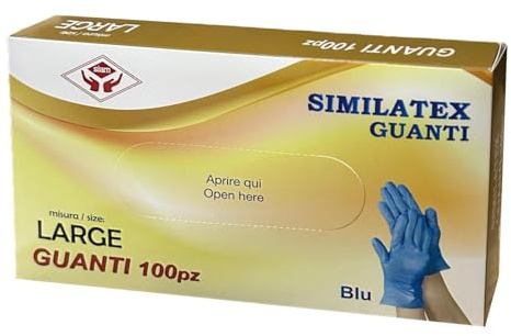 Generico Guanti BLU monouso in SIMILATEX taglia L - no polvere - no lattice - TAGLIA L - varie pezzature (100 pezzi)