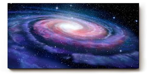 Sinus Art Wandbild 100x50cm Spiralförmige Galaxie mit hell leuchtendem Zentrum im Weltraum – geheimnisvoll und schön