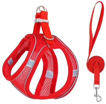 Stimulicat Katzengeschirr, ausbruchsichere Netzweste mit reflektierenden Streifen, Outdoor-Entdecker, Walking-Geschirr, Rot, Größe XXS 2–3 kg