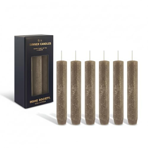 Juego de 6 velas rústicas, color topo, velas cortas, 8 horas de combustión, cónicas para portavelas, sin perfume, sin aceite de palma, teñidas, corona de Adviento, bodas y decoración de mesa