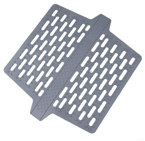 EffiFish Sottosella in silicone per lavello da cucina, protezione con divisore resistente al calore e design cavo per lavelli a doppia vasca, grigio
