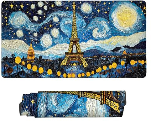 Tapis Souris Gaming XXL 1000 x 500 mm - Grand Tapis Bureau avec Base Anti-Dérapage - Mouse Pad Gamer - Couverture Complète du Bureau - Imperméable Mouse Pad (Starsky Tour de Fer de Paris) j-1032