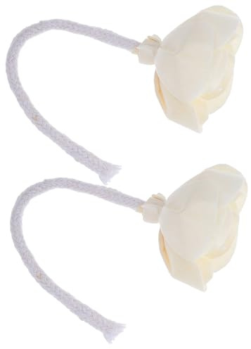 Yardwe Diffusore di Fiore Delicato Bianco per Oli Essenziali, 2 Pezzi Corda di Cotone e Base in Legno, Decorazione Evaporativa Facile da Usare per Uffici e Case