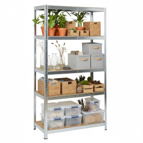 LANDXPERT Schwerlastregal 180x90x40cm 875kg Lagerregal Kellerregal 5 Böden Silber