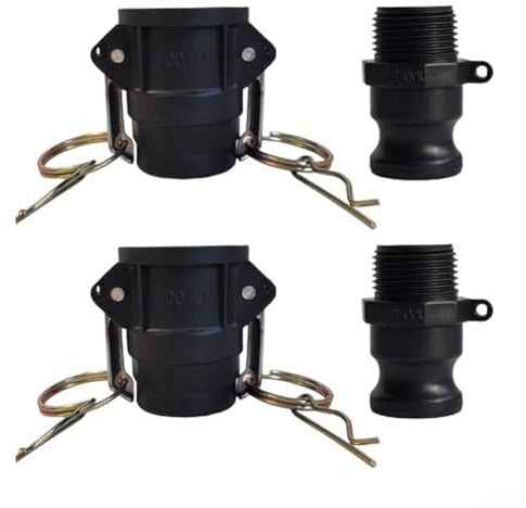 2 set di raccordi per tubi flessibili in polipropilene Camlock tipo D & F per giunti a camma e scanalatura da 1 a 2 pollici con capacità ad alta pressione (5,1 cm)