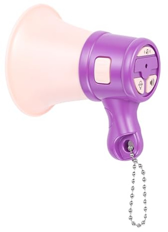 VELATEMOR Mini Megáfono con Grabación y Reproducción en Bucle, Altavoz Portátil de Mano para Eventos Al Aire, Escuela, Deportes, Venta - Incluye Batería y Cadena (Juguete) (Purple)