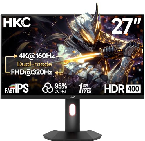HKC G27H7P Écran PC Gamer 27pouces IPS 4K 160/320Hz HDR400 Réglable Hauteur | 4k Monitor, 1ms MPRT, Adaptive Sync, 95% DCI-P3, HDMI 2.1, DisplayPort 1.4, Réglage en hauteur, VESA 100×100mm, G27H7P