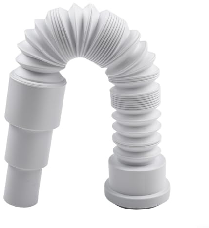 Trayne 2 tubi flessibili di scarico grigi da 50 mm, tubo di scarico estensibile in PVC per doccia e bagno, lunghezza estesa 800 mm (2 pezzi)