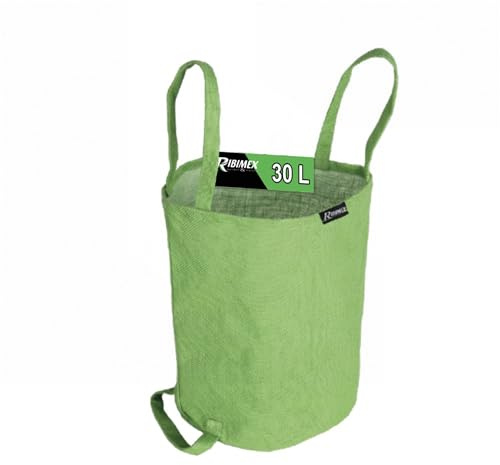 Ribimex PRSAC030J Sac en Jute pour déchets de Jardin 30 L, avec 3 poignées et poignée renforcée, idéal pour Le Transport de déchets et de résidus végétaux