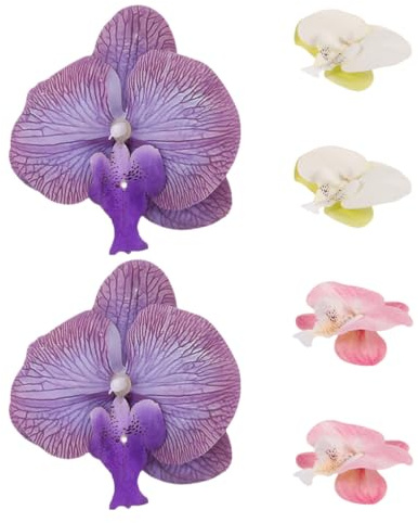 WRITWAA Set da 3 Paia di Fibbie per Scarpe Fiori Orchidea in Plastica, Clip Rimovibili per Sandali Eleganti Design Unico, per Matrimoni e Feste