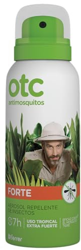 OTC Antimosquitos Spray Aerosol Forte, Repelente de Insectos, Protege Contra el Mosquito Tigre, Zika y Garrapatas Hasta 7 Horas, Aplicación Rápida y Cómoda, A Partir de 1 Año, 100 ml