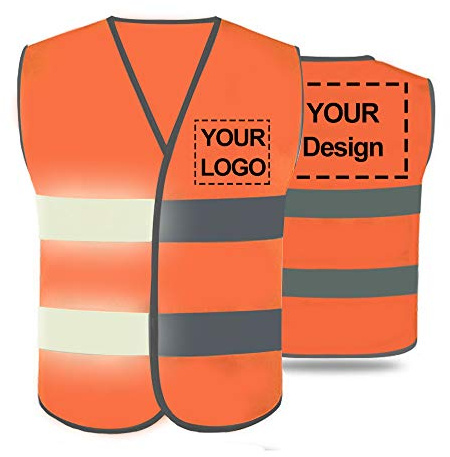YOWESHOP Kids High Visibility Safety Vest Custom Your Logo Children's Protective Workwear With Reflective Strips Construction Vest (Orange (S))