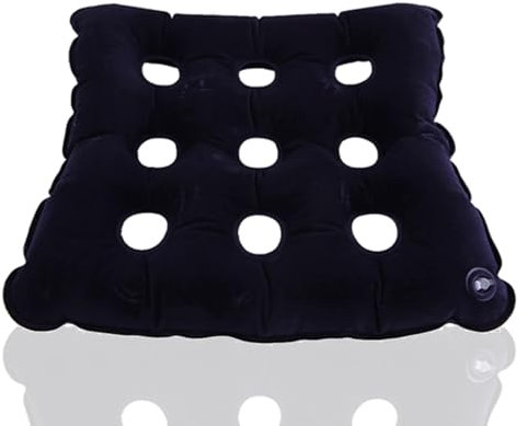 HERCHR Cojín Inflable para Asiento, cojín de Viaje para avión, Cojines para sillas de Ruedas, Cojines para úlceras por presión para el Trasero, para sillas de Ruedas de Coche 39 x 39 cm(Azul)