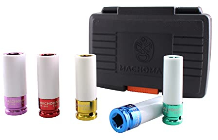 MACHOMAN WIS405 5-teiliges ANTI-SLIP-Schlagmuttern-Steckschlüssel-Set, für Standard- und beschädigte Schrauben