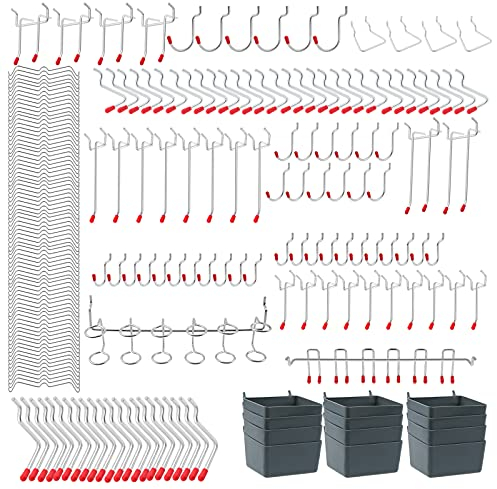 Faankiton 230 Stück Pegboard Hook Sortiment, Stecktafelhaken Sortiment, Stecktafel Zubehör, Werkzeuglochwand Haken, Lochplatten Haken Set, Lochwandhaken Set für 1/8 und 1/4 Zoll Pegboard