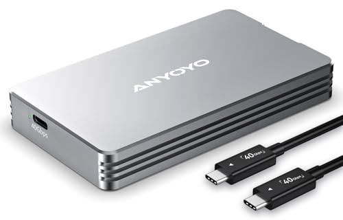 Used-40Gbps NVMe SSD Gehäuse für Thunderbolt4/3, USB4 M.2 NVMe-Gehäuse für PCIe 2280 M-Key (B+M Key), USB C Gehäuse kompatibel für Thunderbolt 3/4, Aluminiumlegierung Gehäuse, bis zu 2700 MB/s
