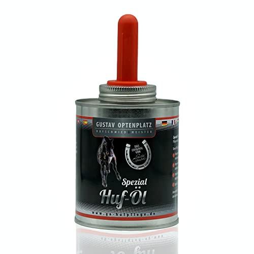 Gustav Optenplatz Huföl für Pferde - Spezial Huföl mit Pinsel zur täglichen Hufpflege bei sprödem und brüchigem Horn, Pferdepflege - Huföl, Anti-Doping (400ml)