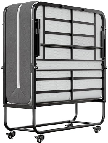 SunsGrove Klappbett 191x97 cm mit 13 cm Memory Foam Matratze, Gästebett Klappbar für Erwachsene, Faltbares Metallbett mit Rollen, Reisebett Stabil bis 200 kg Belastbar