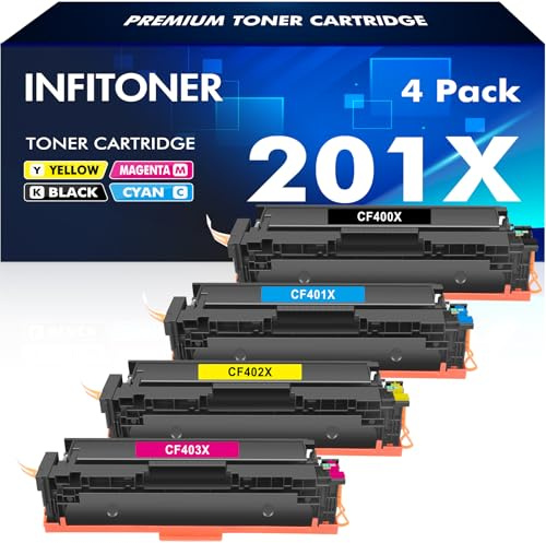 201X 201A Toner Kompatibel für HP 201X M277dw Color LaserJet pro MFP | M252dw M277n M274n M277 M252 M274 M252n M277c6 CF400X CF400A CF401X CF402X CF403X Schwarz Cyan Gelb Magenta 4er-Pack