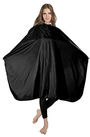 D.A.Y. Republic Black Professional Hairdressing Gown Cape - Waterproof Hair Cutting Cape, Adjustable Neckline, 140 x 90cm, Full-Length Salon & Barber Apron, Home Salon Hairwashing Bib
