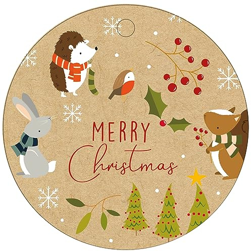 Glick Luxury Christmas Tags, Gift Labels for Xmas Presents, in The Woods, 6 Pack with Ties, Multi-Coloured