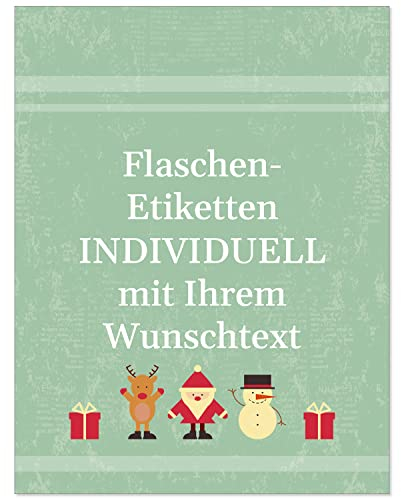 8 Flaschenetiketten selbstklebend mit Text personalisiert - Weihnachten Etikett Edles Türkis - weihnachtliche Flaschen Aufkleber