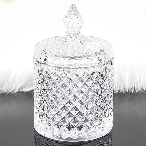 Maestro craft Jar with Lid, Clear Crystal Glass Biscuit Barrel Container Decorative Candy Jar, Jewellery Storage Jar, Sugar Sweet Jar, Organiser Jar 300ml