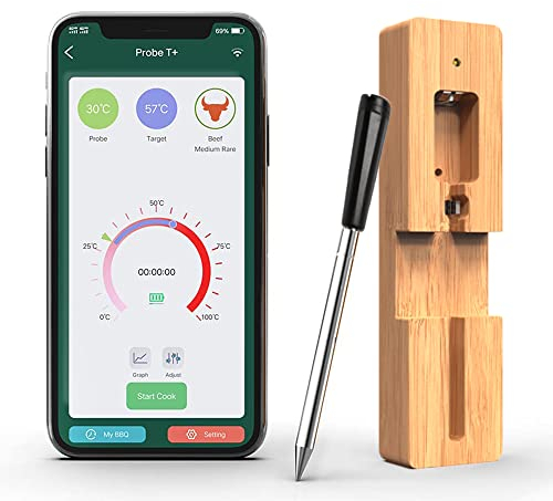 Zeerkeer Thermomètre de Barbecue Bluetooth Sans Fil Intelligent App Mobile Thermomètre à Viande Étanche Four Thermomètre Alimentaire