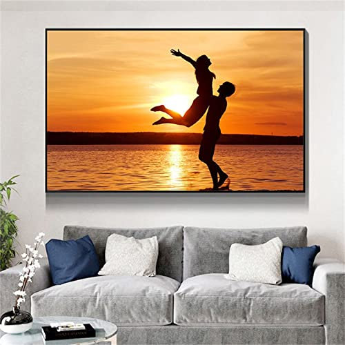 Pärchen Meer Diamond Painting Set, 5D Diamant Painting Bilder Erwachsene Kinder DIY Mosaikherstellung Zubehör Voll Set, Diamant Malerei Art Craft für Home Wand Décor Gemälde Geschenk 80x120cm Z-7056