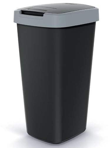 Mülleimer Müllbehälter Abfalleimer Biomülleimer mit Deckel Abfallsammler Mülltonne 61,2 x 39,4 x 29,8cm Papierkorb Schwingeimer (Grau 45L)