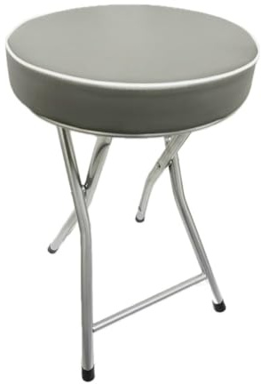 HOMION Round Compact Folding Stool for Home Office Small Padded Stool 49cm Junior Breakfast (Grey)