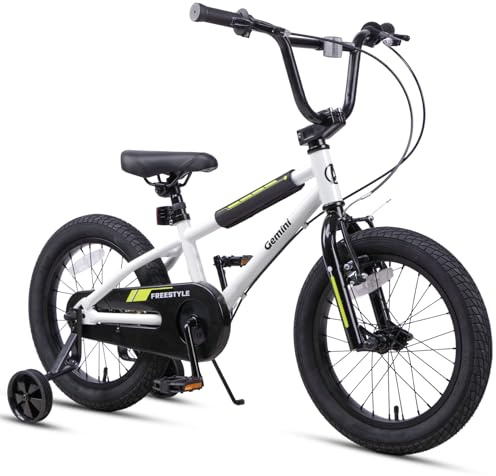 AVASTA 16 pollici bicicletta per bambini di età superiore ai 4 anni ragazzi giovani ragazze BMX stile bici con ruote di formazione coaster e V-brake posteriore, bianco