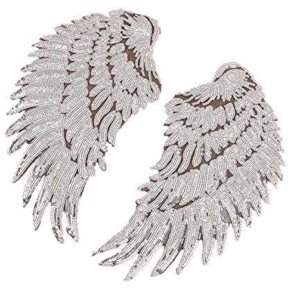 1 Paar Strass Bügelbild Engelsflügel Sticktuchpaste Besticktes Blumenkleid Flügelabzeichen Für Jacken Pailletten Bügelbild Groß Kleiderabzeichen Flügel Patches Bilden Bindemittel