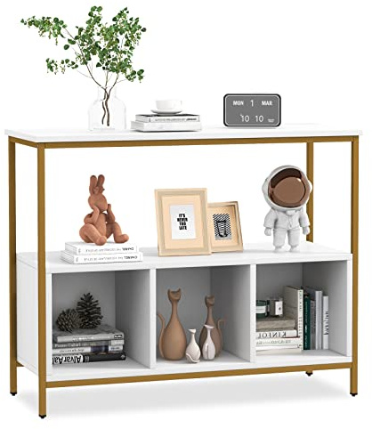 GIANTEX Buffet de Cuisine, Armoire de Rangement Meuble Cuisine Bas avec Large Comptoir, Grande Étagère Ouverte, 3 Compartiments, Buffet Autoportant pour Salle à Manger (Blanc)