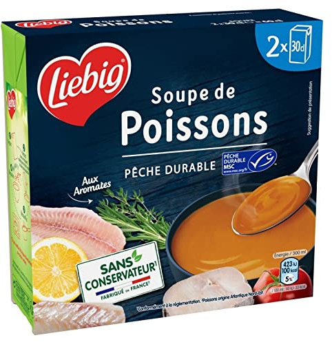 Délicieuse Soupe de Poissons MSC Liebig en Duo - Lot de 2x30cl - Saveur Océan & Bienfait Marin - Epicerie Salée - Soupes et Croûtons - Le Lot De 3