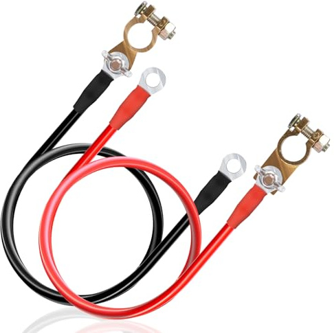 CarBole Cables Bateria 16mm² 50cm,Cable Arranque Bateria 100A,Hilos de Cobre Estañado y Terminales de Cobre Estañado con Excelente Conductividad Eléctrica para Automóvil,Camión, Moto,RV,Marino