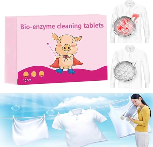 Compresse multifunzionali per la pulizia dei bio-enzimi, detergente dissolvono compresse concentrate per vestiti, pulizia rapida in 3 minuti, per federe, tende, scarpe, ecc. (1 scatola)