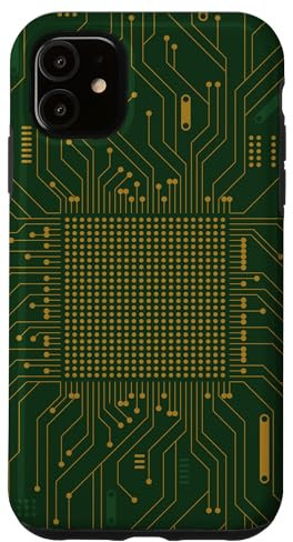 Carte mère Microchip Circuit IT Fond d'ordinateur Vert Coque pour iPhone 11