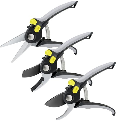 Byhagern 3 Pack Secateurs Pruning Scissors, Gardening Pruning Shears with Stainless Steel Blades, Garden Secateurs, Garden Clippers, Garden Pruners for Trimming Plant, Branch and Cutting Flowers